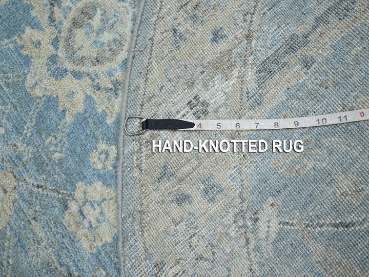 6'0" x 6'0" New Hand Knotted Blue Wool Round Oriental Rug - MOA10275775