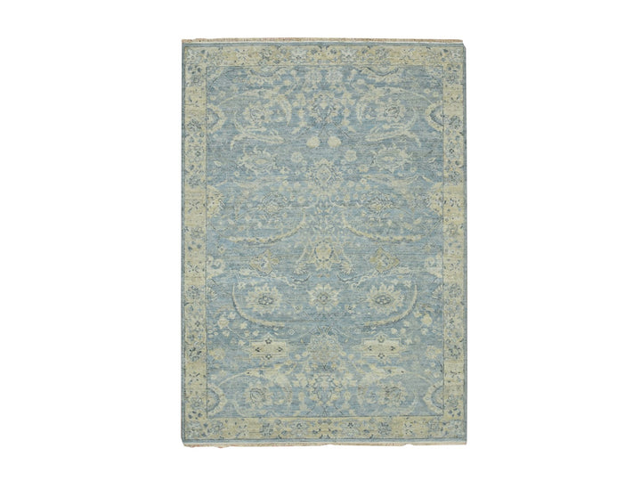 5'0" x 7'0" New Hand Knotted Blue Wool Rectangle Oriental Rug - MOA10275776