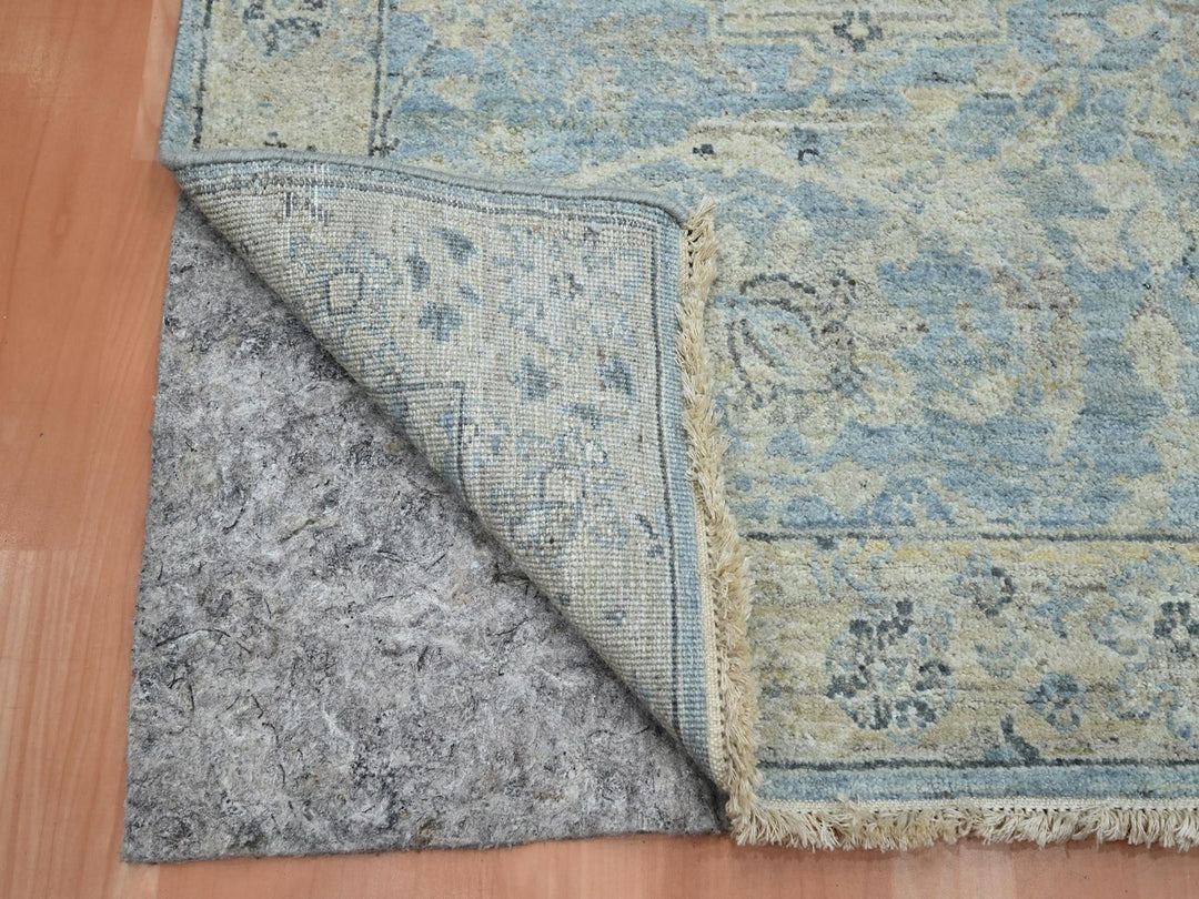 5'0" x 7'0" New Hand Knotted Blue Wool Rectangle Oriental Rug - MOA10275776
