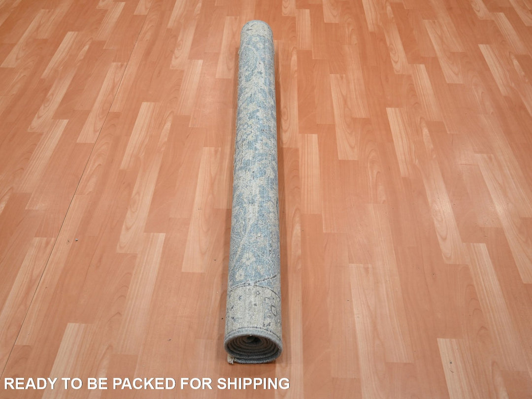 5'0" x 7'0" New Hand Knotted Blue Wool Rectangle Oriental Rug - MOA10275776