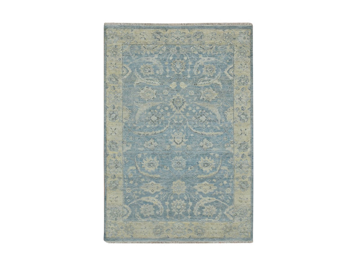 4'0" x 5'11" New Hand Knotted Blue Wool Rectangle Oriental Rug - MOA10275777