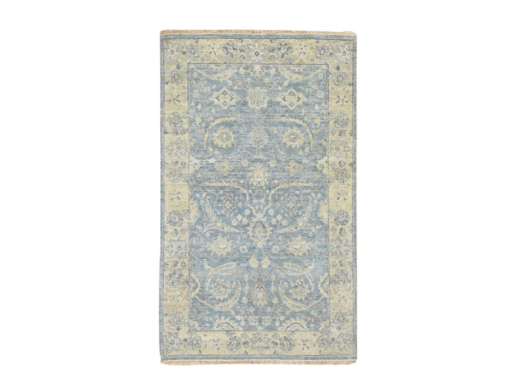 3'0" x 5'0" New Hand Knotted Blue Wool Rectangle Oriental Rug - MOA10275778