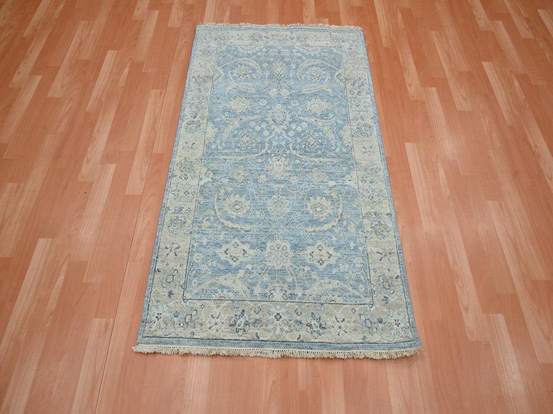 3'0" x 5'0" New Hand Knotted Blue Wool Rectangle Oriental Rug - MOA10275778