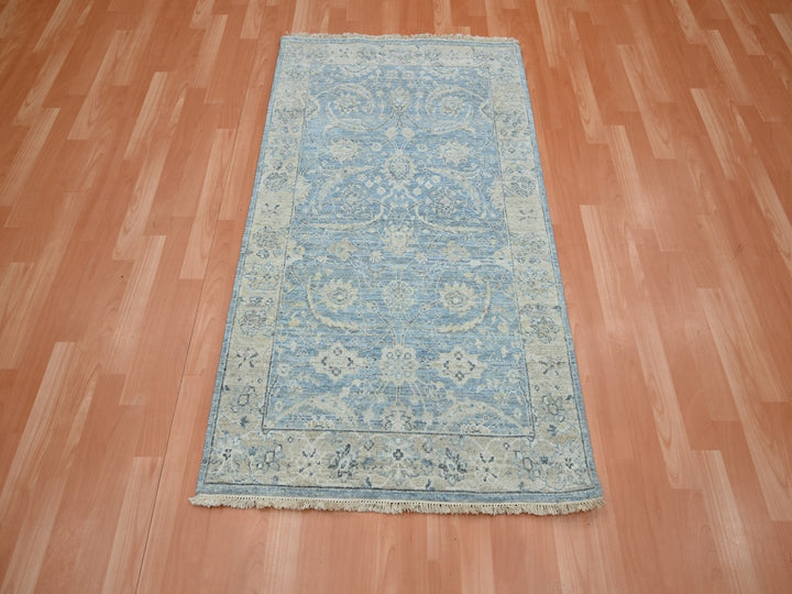 3'0" x 5'0" New Hand Knotted Blue Wool Rectangle Oriental Rug - MOA10275778