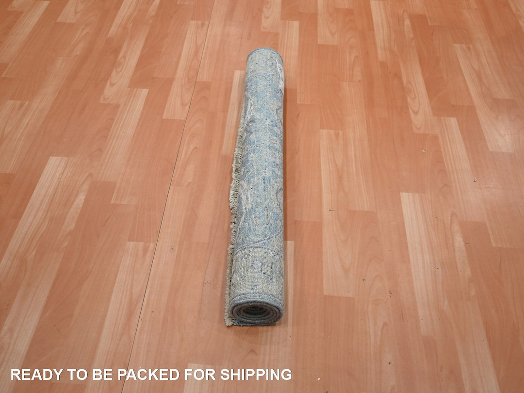 2'11" x 4'11" New Hand Knotted Blue Wool Rectangle Oriental Rug - MOA10275779