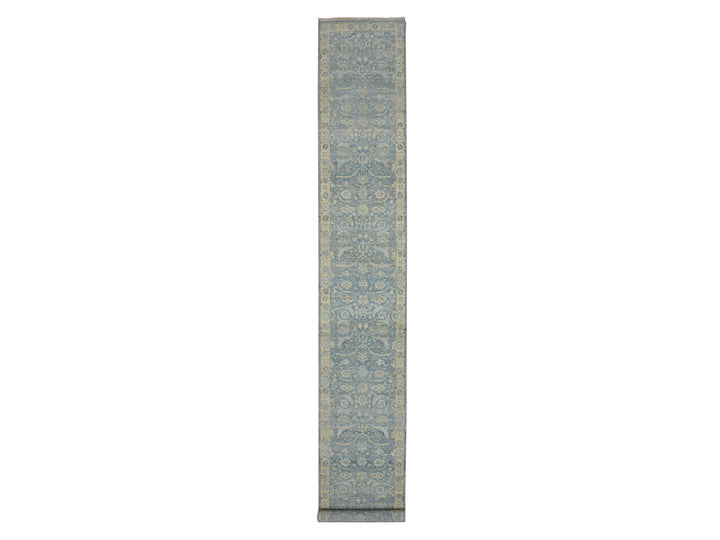 2'5" x 17'10" New Hand Knotted Blue Wool Runner Oriental Rug - MOA10275780
