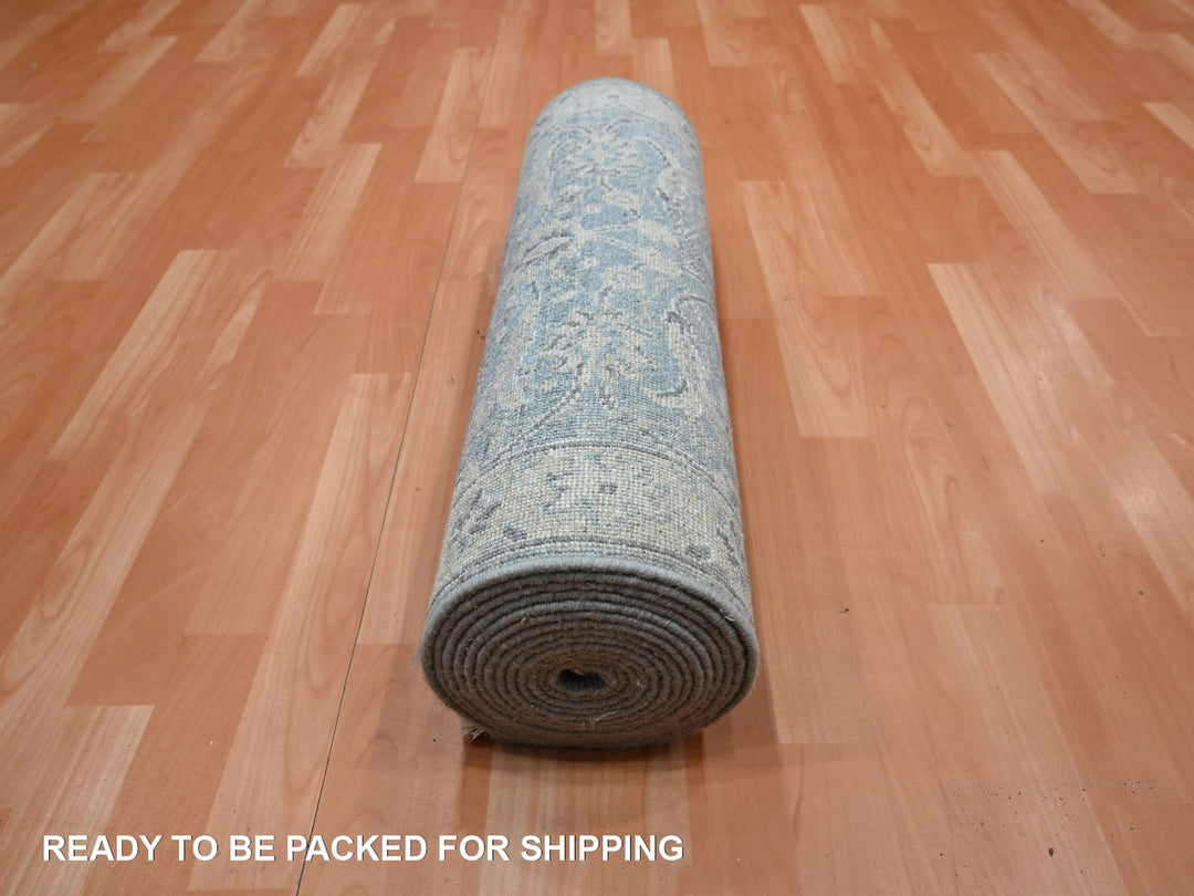 2'5" x 17'10" New Hand Knotted Blue Wool Runner Oriental Rug - MOA10275780