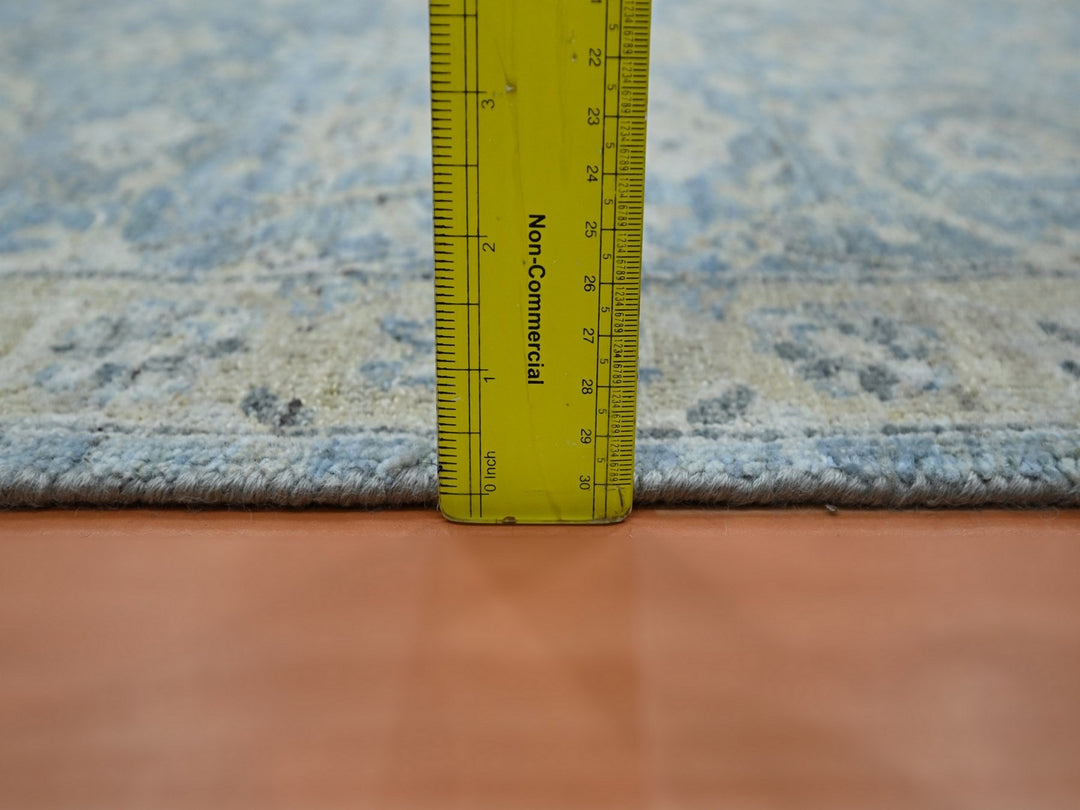 2'5" x 17'10" New Hand Knotted Blue Wool Runner Oriental Rug - MOA10275780