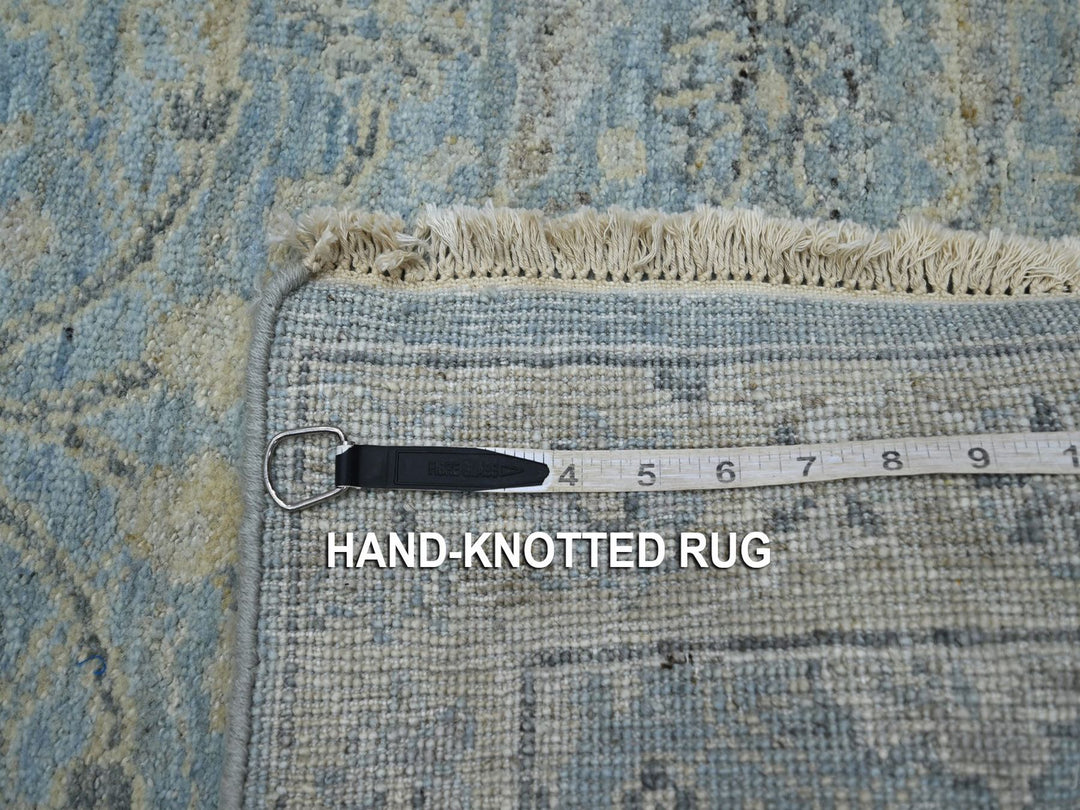 2'5" x 17'10" New Hand Knotted Blue Wool Runner Oriental Rug - MOA10275780