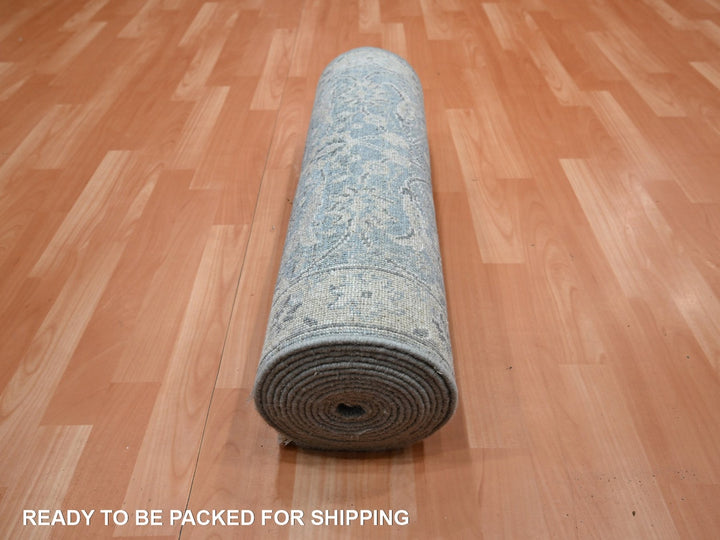 2'5" x 13'11" New Hand Knotted Blue Wool Runner Oriental Rug - MOA10275781