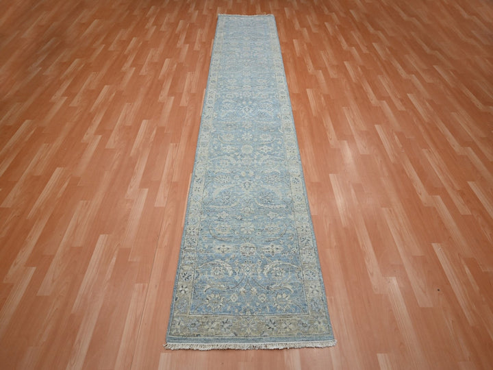 2'5" x 9'10" New Hand Knotted Blue Wool Runner Oriental Rug - MOA10275783