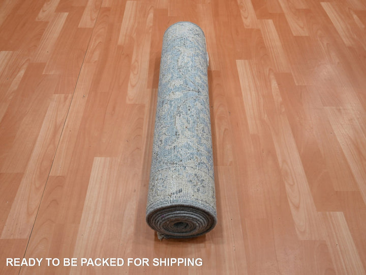 2'5" x 9'10" New Hand Knotted Blue Wool Runner Oriental Rug - MOA10275783