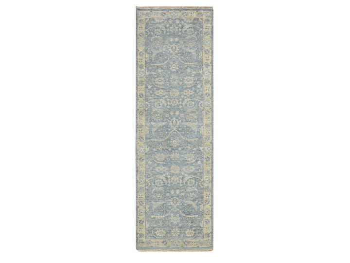 2'5" x 7'10" New Hand Knotted Blue Wool Runner Oriental Rug - MOA10275784