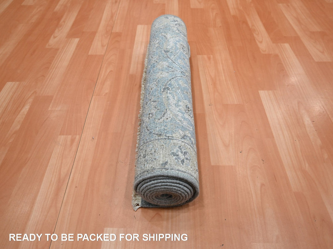 2'5" x 7'10" New Hand Knotted Blue Wool Runner Oriental Rug - MOA10275784