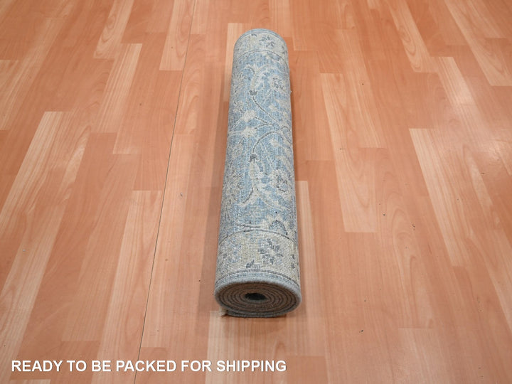 2'5" x 7'10" New Hand Knotted Blue Wool Runner Oriental Rug - MOA10275785