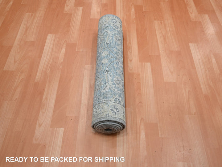 2'5" x 6'1" New Hand Knotted Blue Wool Runner Oriental Rug - MOA10275786