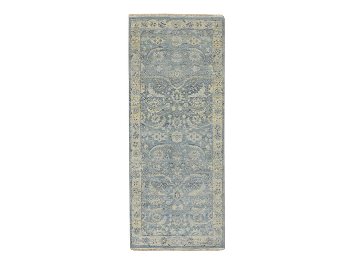 2'5" x 6'1" New Hand Knotted Blue Wool Runner Oriental Rug - MOA10275787