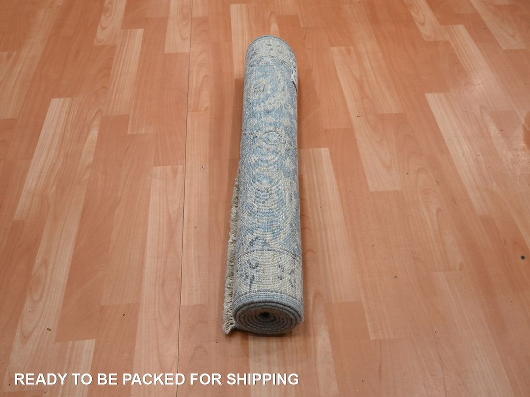 2'5" x 6'1" New Hand Knotted Blue Wool Runner Oriental Rug - MOA10275787