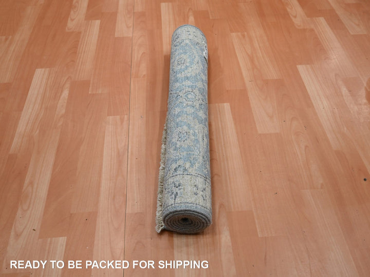 2'5" x 6'1" New Hand Knotted Blue Wool Runner Oriental Rug - MOA10275787