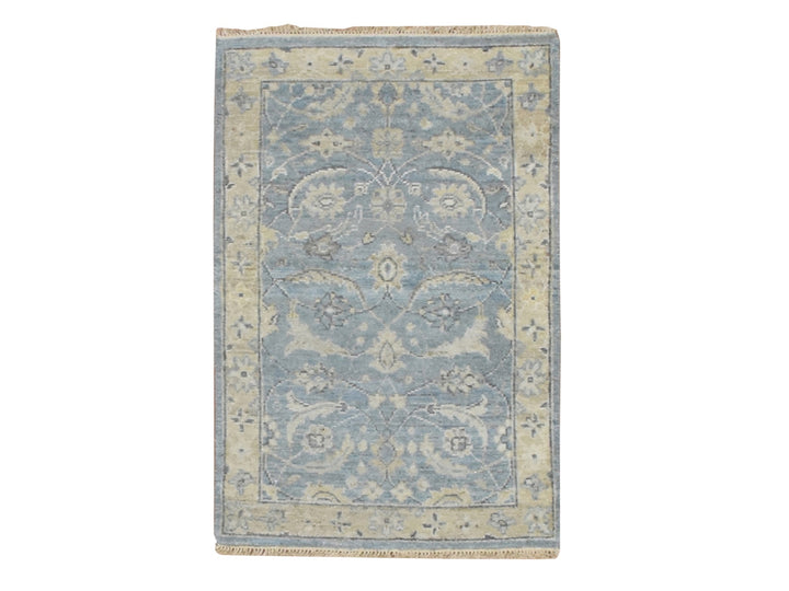 1'11" x 2'11" New Hand Knotted Blue Wool Rectangle Oriental Rug - MOA10275788