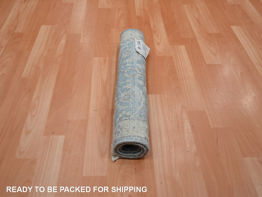 1'11" x 2'11" New Hand Knotted Blue Wool Rectangle Oriental Rug - MOA10275788