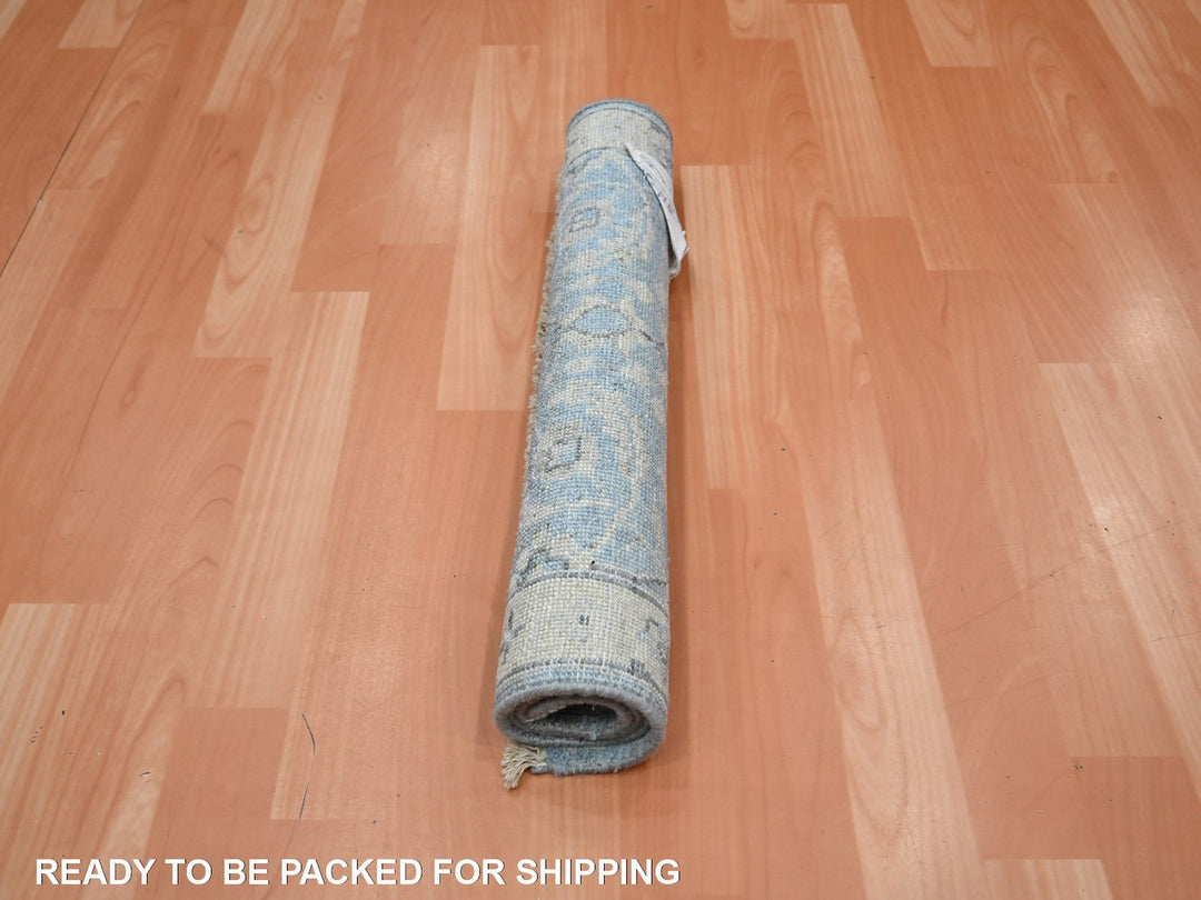 1'11" x 3'0" New Hand Knotted Blue Wool Rectangle Oriental Rug - MOA10275789