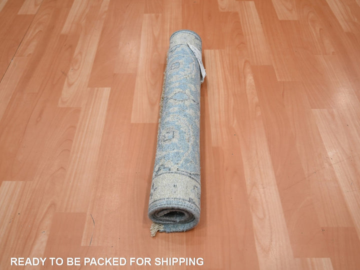 1'11" x 3'0" New Hand Knotted Blue Wool Rectangle Oriental Rug - MOA10275789