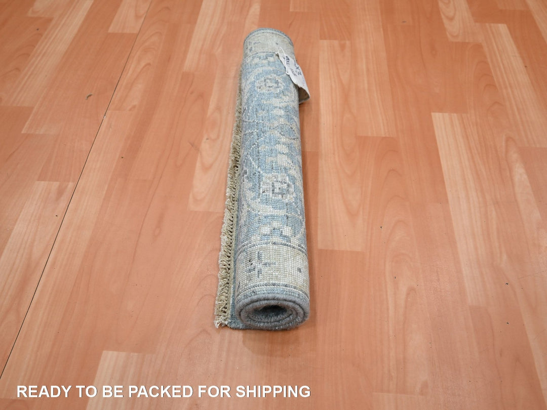 1'11" x 2'11" New Hand Knotted Blue Wool Rectangle Oriental Rug - MOA10275791