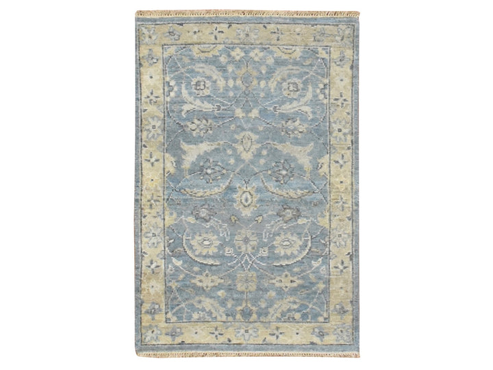 2'0" x 2'10" New Hand Knotted Blue Wool Rectangle Oriental Rug - MOA10275792