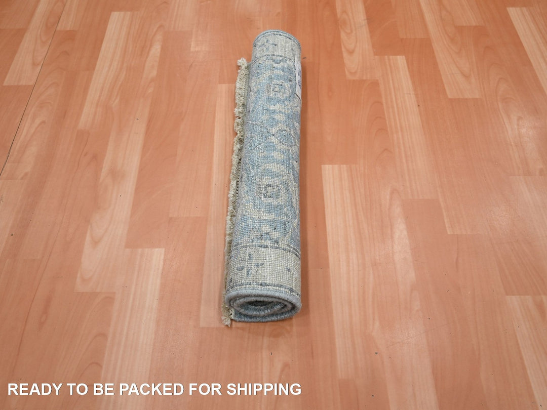 2'0" x 2'10" New Hand Knotted Blue Wool Rectangle Oriental Rug - MOA10275792