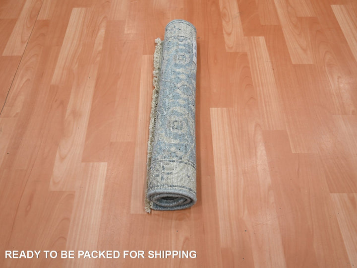 2'0" x 2'10" New Hand Knotted Blue Wool Rectangle Oriental Rug - MOA10275792