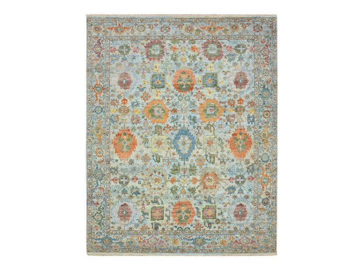 7'10" x 10'0" New Hand Knotted Blue Wool Rectangle Oriental Rug - MOA10275793