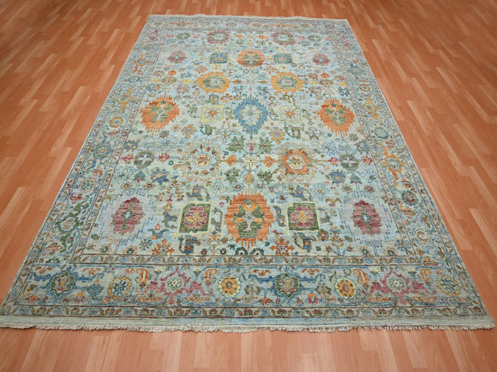 7'10" x 10'0" New Hand Knotted Blue Wool Rectangle Oriental Rug - MOA10275793
