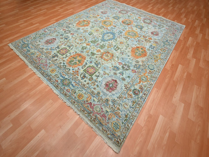 7'10" x 10'0" New Hand Knotted Blue Wool Rectangle Oriental Rug - MOA10275793