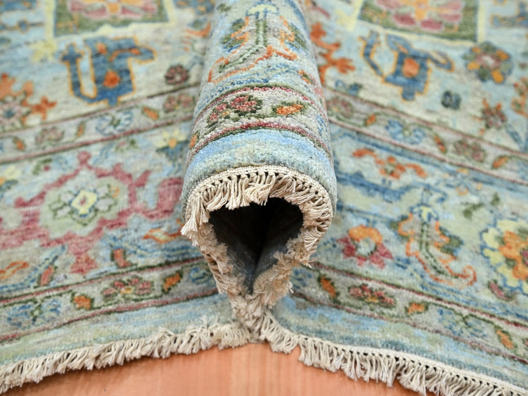 7'10" x 10'0" New Hand Knotted Blue Wool Rectangle Oriental Rug - MOA10275793