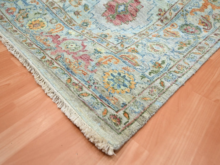 7'10" x 10'0" New Hand Knotted Blue Wool Rectangle Oriental Rug - MOA10275793