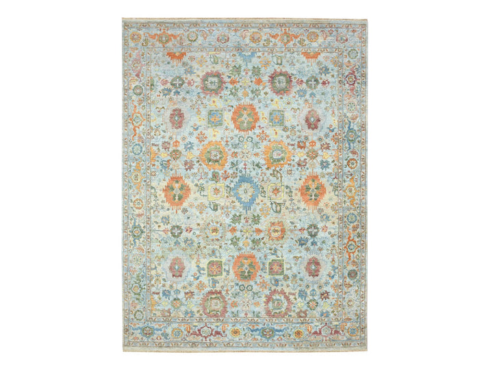 8'9" x 11'11" New Hand Knotted Blue Wool Rectangle Oriental Rug - MOA10275794