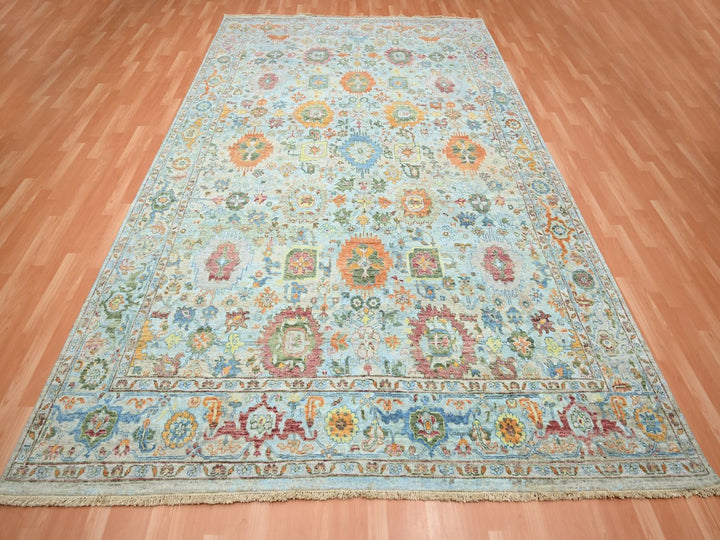 8'9" x 11'11" New Hand Knotted Blue Wool Rectangle Oriental Rug - MOA10275794