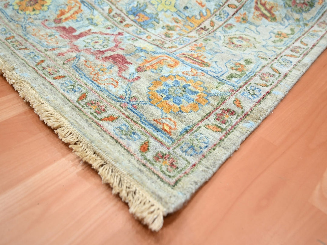 8'9" x 11'11" New Hand Knotted Blue Wool Rectangle Oriental Rug - MOA10275794