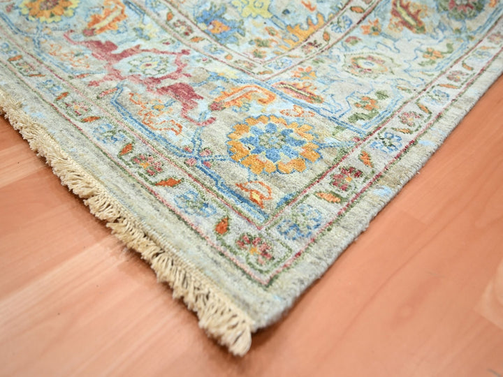 8'9" x 11'11" New Hand Knotted Blue Wool Rectangle Oriental Rug - MOA10275794