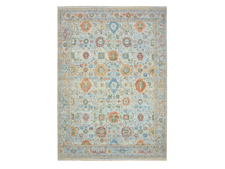 9'10" x 13'11" New Hand Knotted Blue Wool Rectangle Oriental Rug - MOA10275795