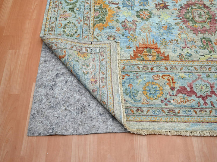 9'10" x 13'11" New Hand Knotted Blue Wool Rectangle Oriental Rug - MOA10275795
