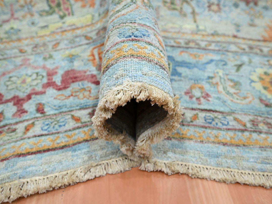 9'10" x 13'11" New Hand Knotted Blue Wool Rectangle Oriental Rug - MOA10275795