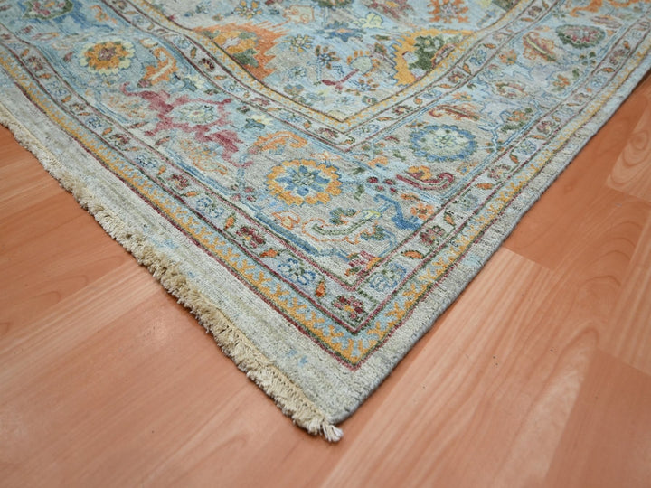 9'10" x 13'11" New Hand Knotted Blue Wool Rectangle Oriental Rug - MOA10275795