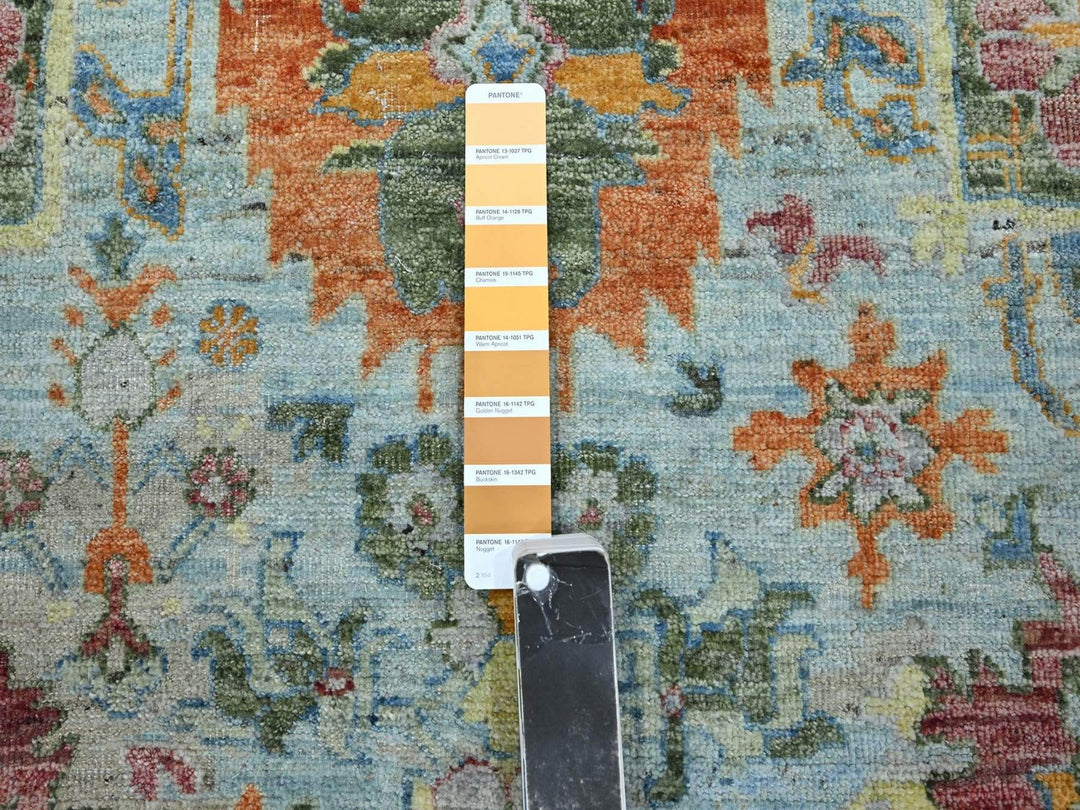 9'10" x 13'11" New Hand Knotted Blue Wool Rectangle Oriental Rug - MOA10275795