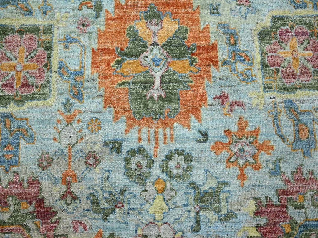 9'10" x 13'11" New Hand Knotted Blue Wool Rectangle Oriental Rug - MOA10275795