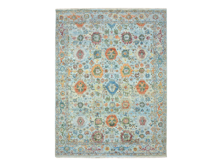 8'10" x 11'11" New Hand Knotted Blue Wool Rectangle Oriental Rug - MOA10275796