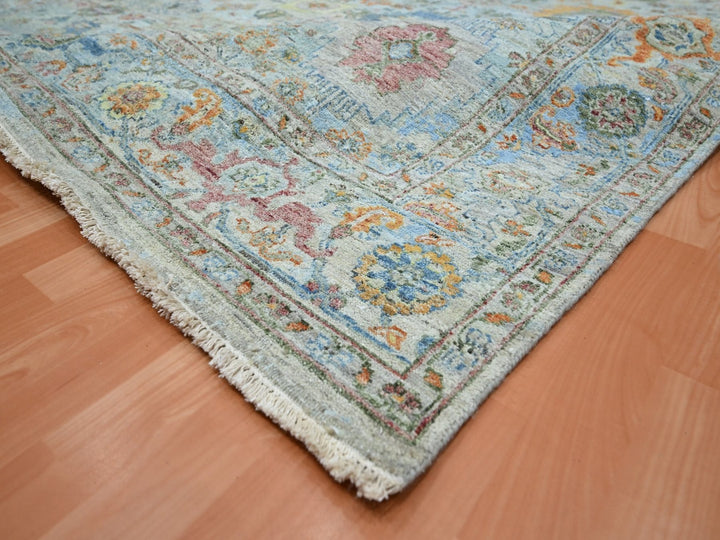 8'10" x 11'11" New Hand Knotted Blue Wool Rectangle Oriental Rug - MOA10275796