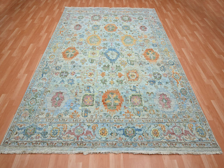 7'11" x 10'0" New Hand Knotted Blue Wool Rectangle Oriental Rug - MOA10275797