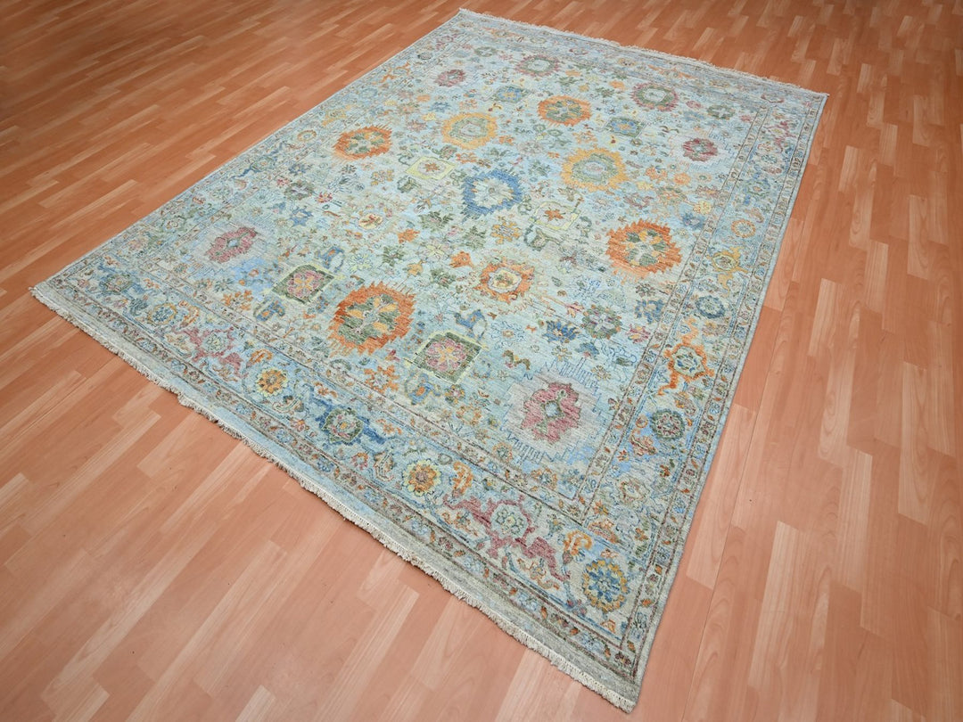 7'11" x 10'0" New Hand Knotted Blue Wool Rectangle Oriental Rug - MOA10275797